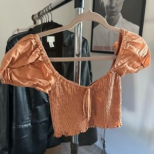 Stella Laguna Beach Orange Crop Puff Sleeve Top